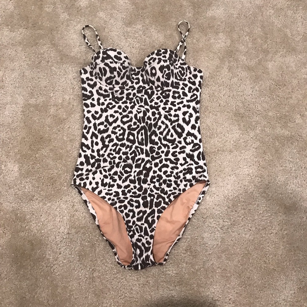 J crew leopard underwire bathing suit one piece 0